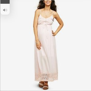 Motherhood maternity light pink crocheted dress
